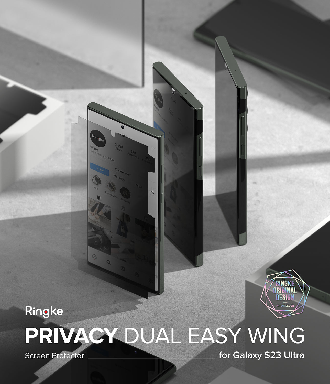 Privacy Dual Easy Wing Screen Protector for Galaxy S23 Ultra