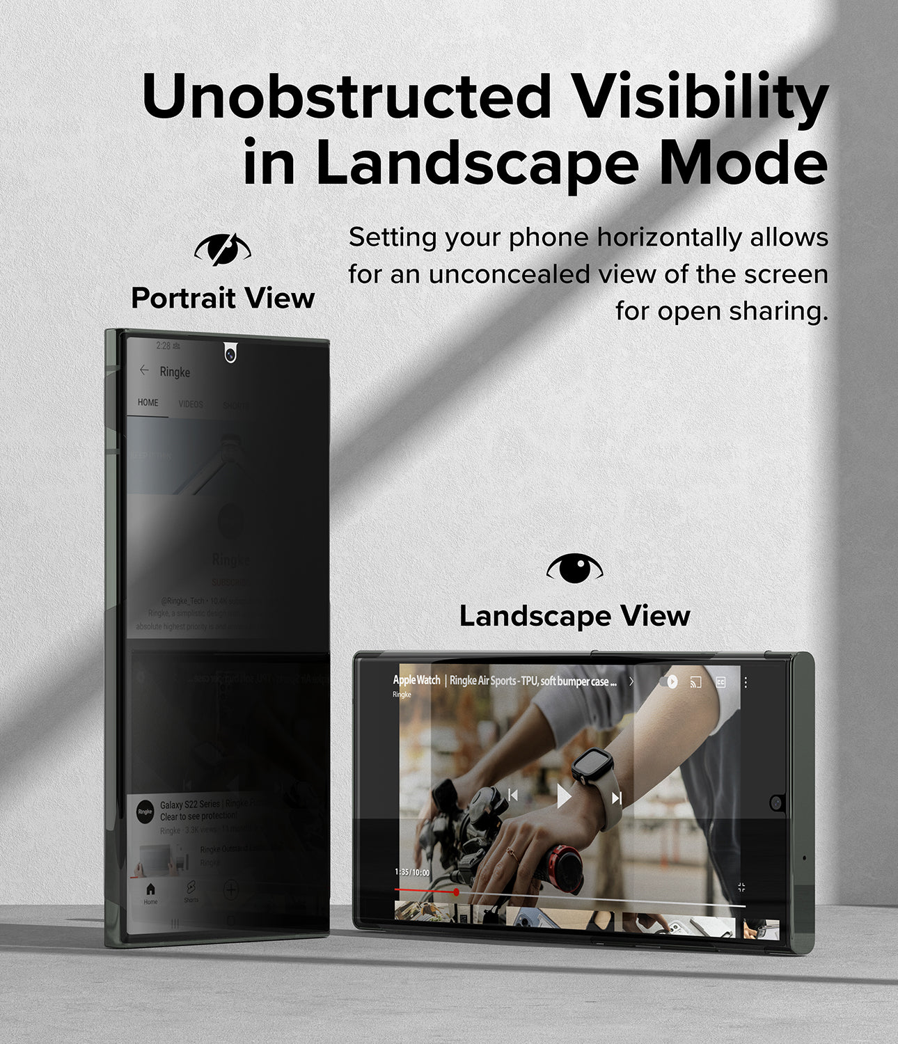 Unobstructed Visibility in Landscape Mode l Setting your phone horizontally allows for an unconcealed view of the screen for open sharing. 