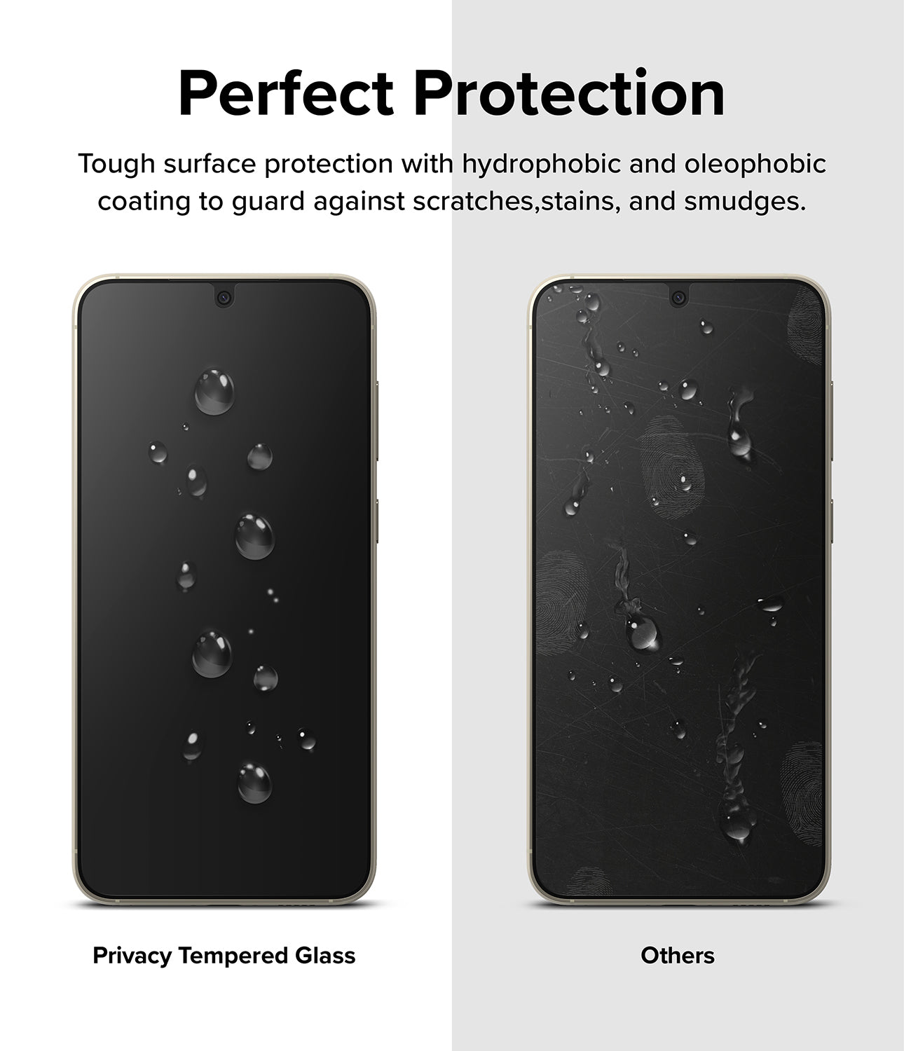Perfect Protection l Tough surface protection with hydrophobic and oleophobic coating to guard against scratches, stains, and smudges.