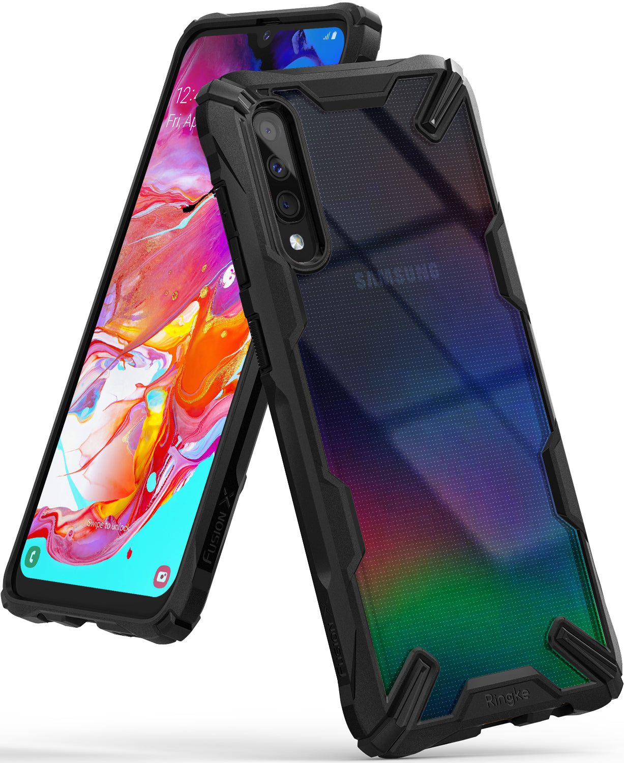 Galaxy A70, ringke fusion-x case, black