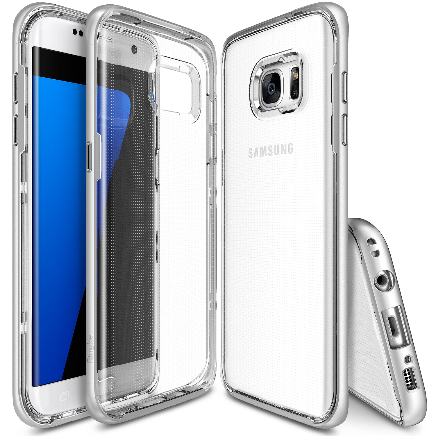 ringke frame clear back advanced bumper protection cover case for galaxy s7 edge ice silver