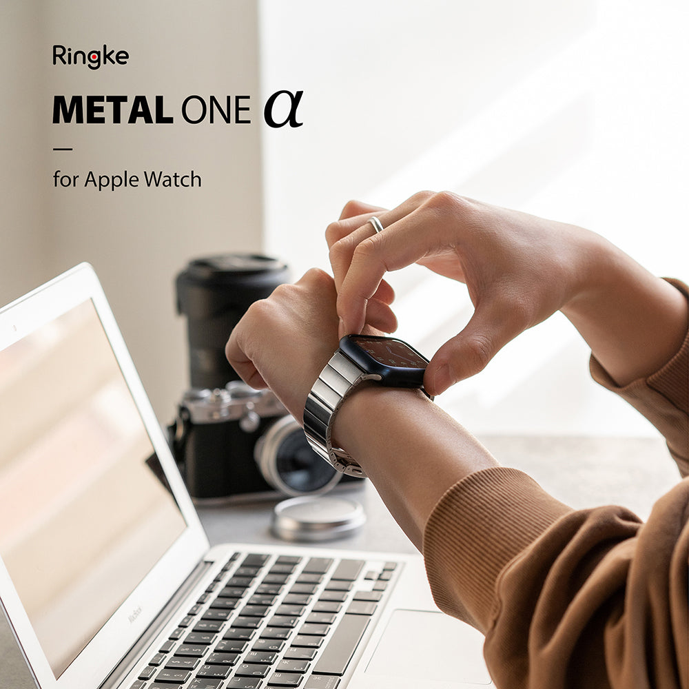 ringke metal one band alpha silver for apple watch 42mm, 44mm