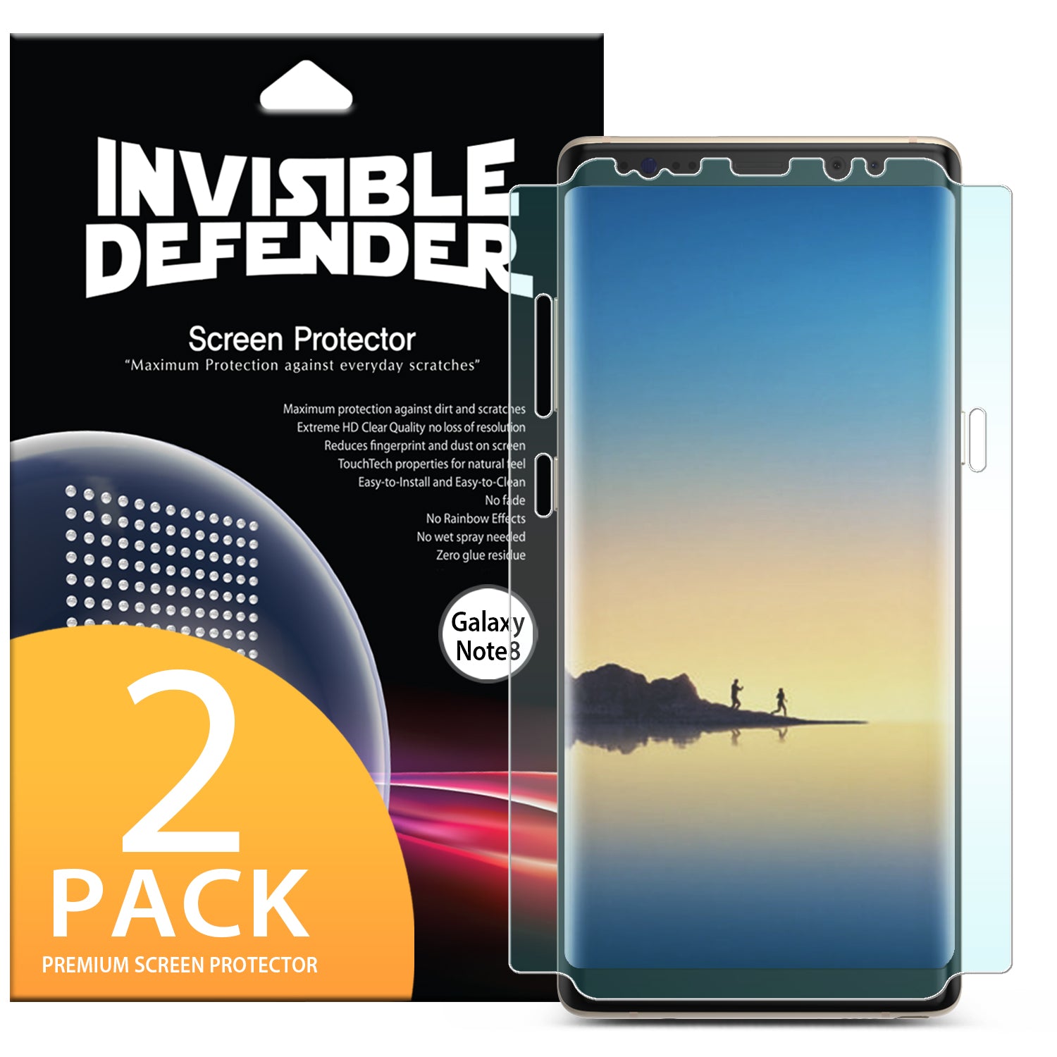 Galaxy Note 8 [INVISIBLE DEFENDER] Full Coverage Screen Protector - A 2-pack screen protector for Galaxy Note 8.
