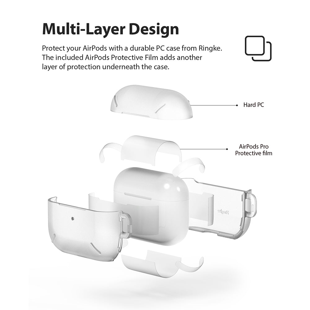 ringke layered case for apple airpods pro made with shock resistant shock resistant pc - multi layer design including protective film to minimize scratches