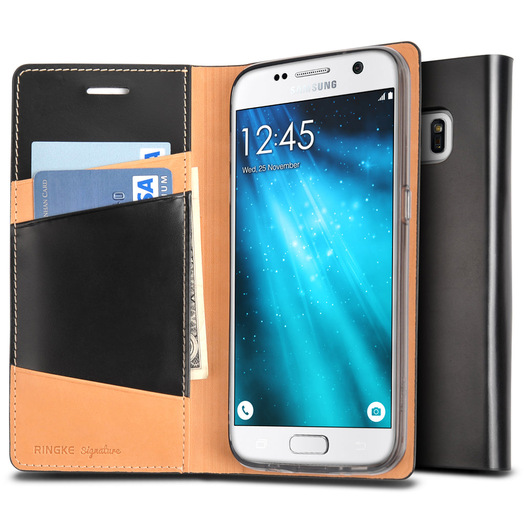 ringke signature wallet cover case for galaxy s7 black