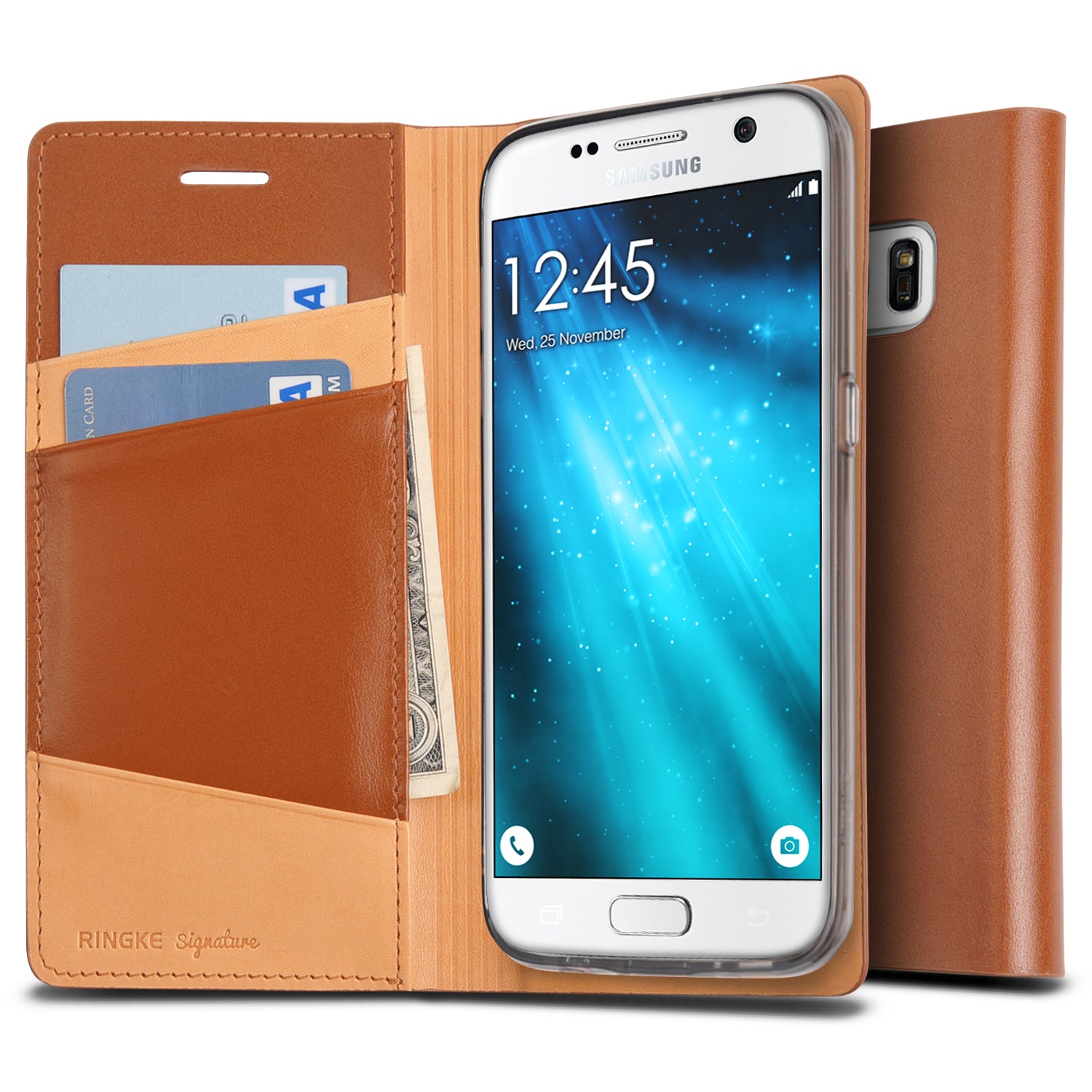 ringke signature wallet cover case for galaxy s7 brown