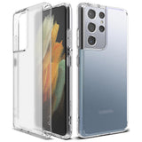 Galaxy S21 Ultra Case | Fusion - Clear matte protective case shown from front and back on a Galaxy S21 Ultra smartphone.
