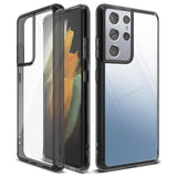 Galaxy S21 Ultra Case | Fusion - Clear smoke black protective case shown from front and back angles on a smartphone.