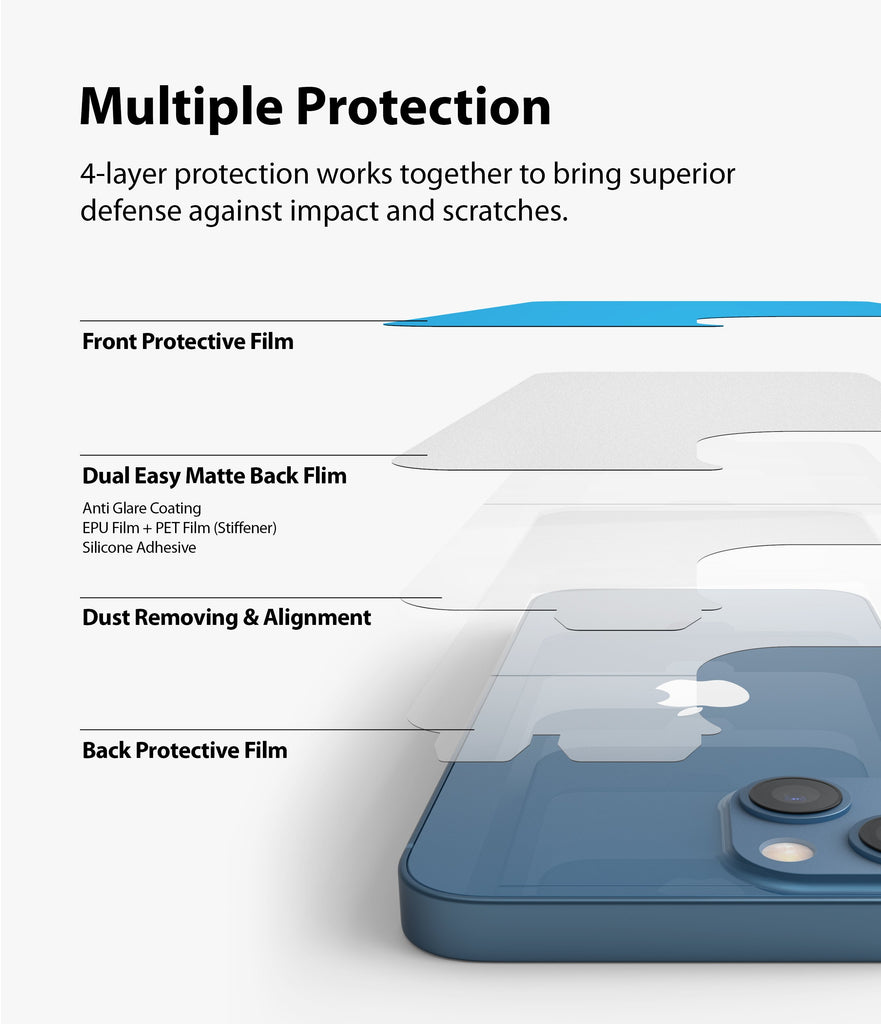 iPhone 13 Back Screen Protector | Invisible Defender - Multiple Protection. 4 layer protection works together to bring superior defense against impact and scratches.