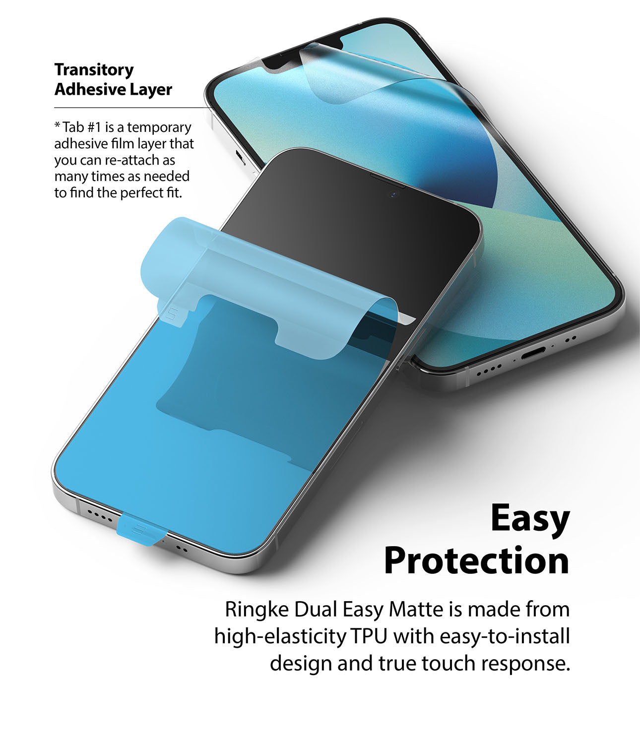 iPhone 13 Mini Screen Protector | Dual Easy Film Matte - Transitory Adhesive Layer. Easy Protection