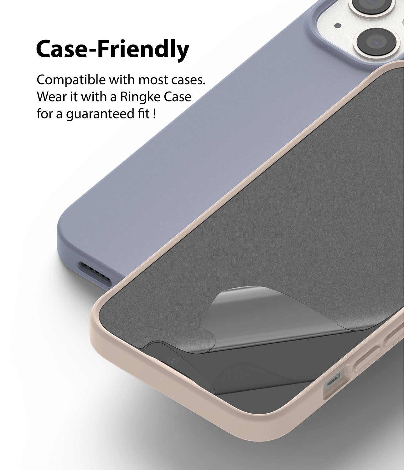 iPhone 13 Mini Screen Protector | Dual Easy Film Matte - Case Friendly. Compatible with most cases. Wear it with a Ringke Case for a guaranteed fit.