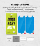 iPhone 13 Pro Max Screen Protector | Dual Easy Film Matte - Package Contents. 2 pieces of screen protectors. 1 cleaning wipes, 1 cleaning cloth, 1 dust removal sticker, 1 squeegee.