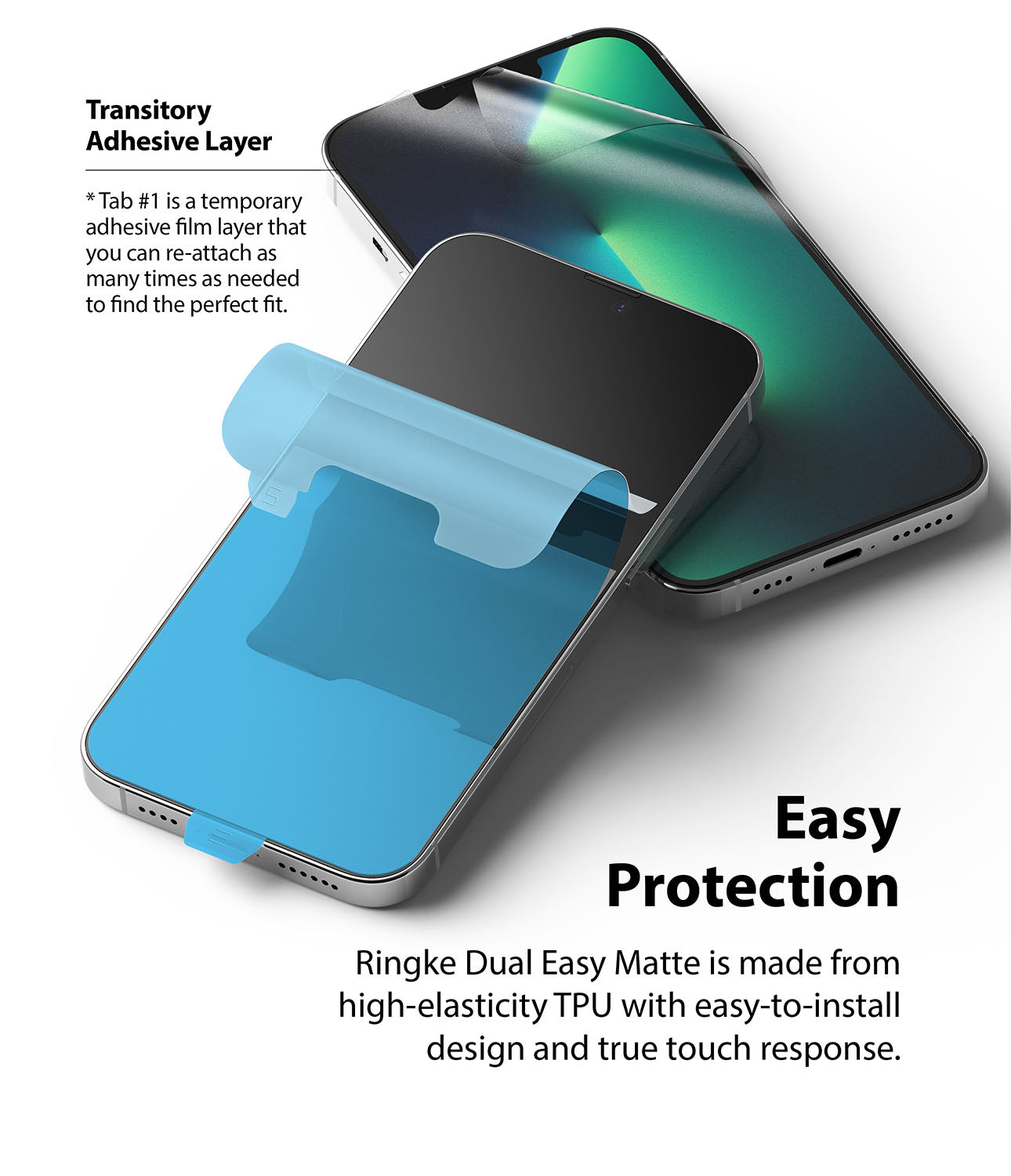 iPhone 13 Pro Max Screen Protector | Dual Easy Film Matte - Transitory Adhesive Layer. Easy Protection