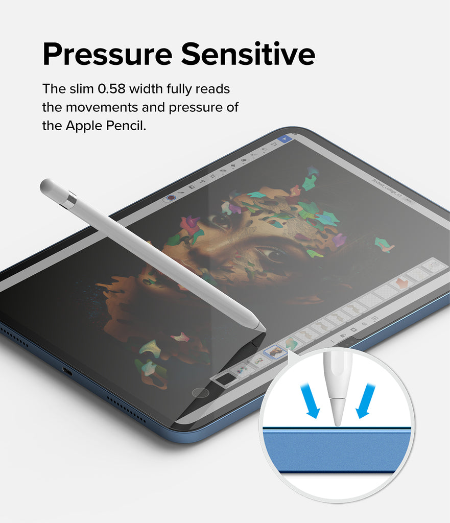Pressure Sensitive - The Slim 0.58 width fully reads the movements and pressure of the Apple Pencil.
