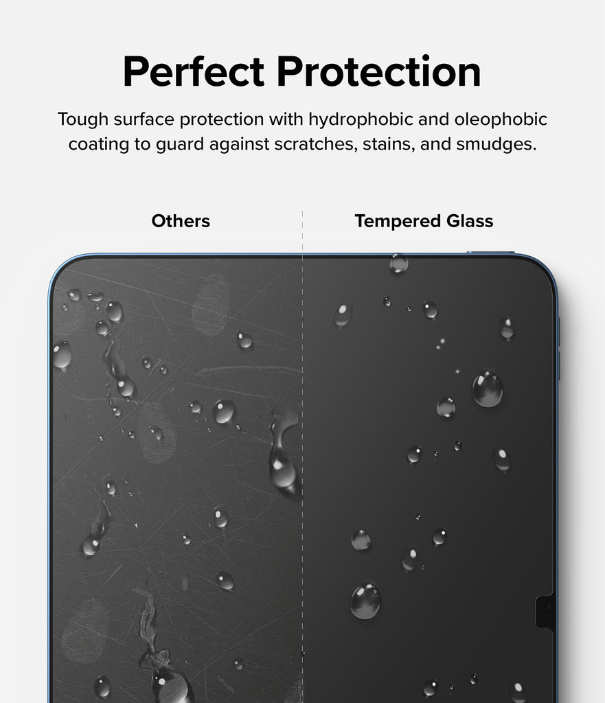 Perfect Protection - Tough surface protection with hydrophobic and oleophobic coating to guard against scratches, stains, and smudges.