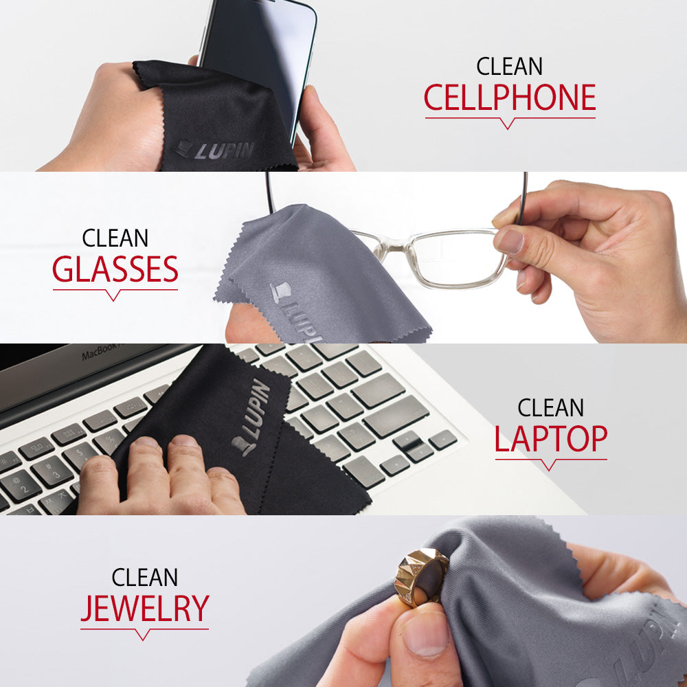clean smartphone, glasses, laptop, jewelry