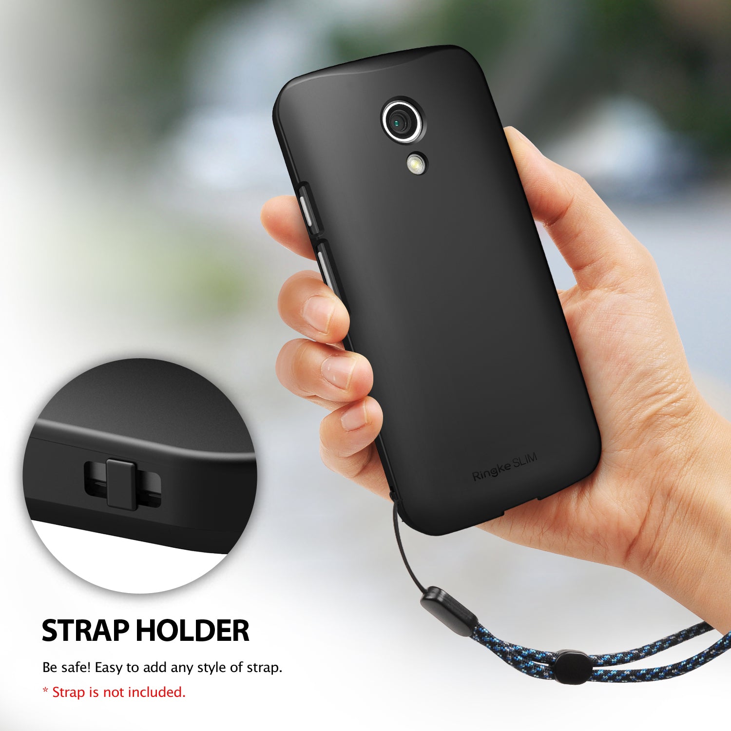 ringke slim thin lightweight hard pc back case cover for moto g 2014 2nd gen strap hole