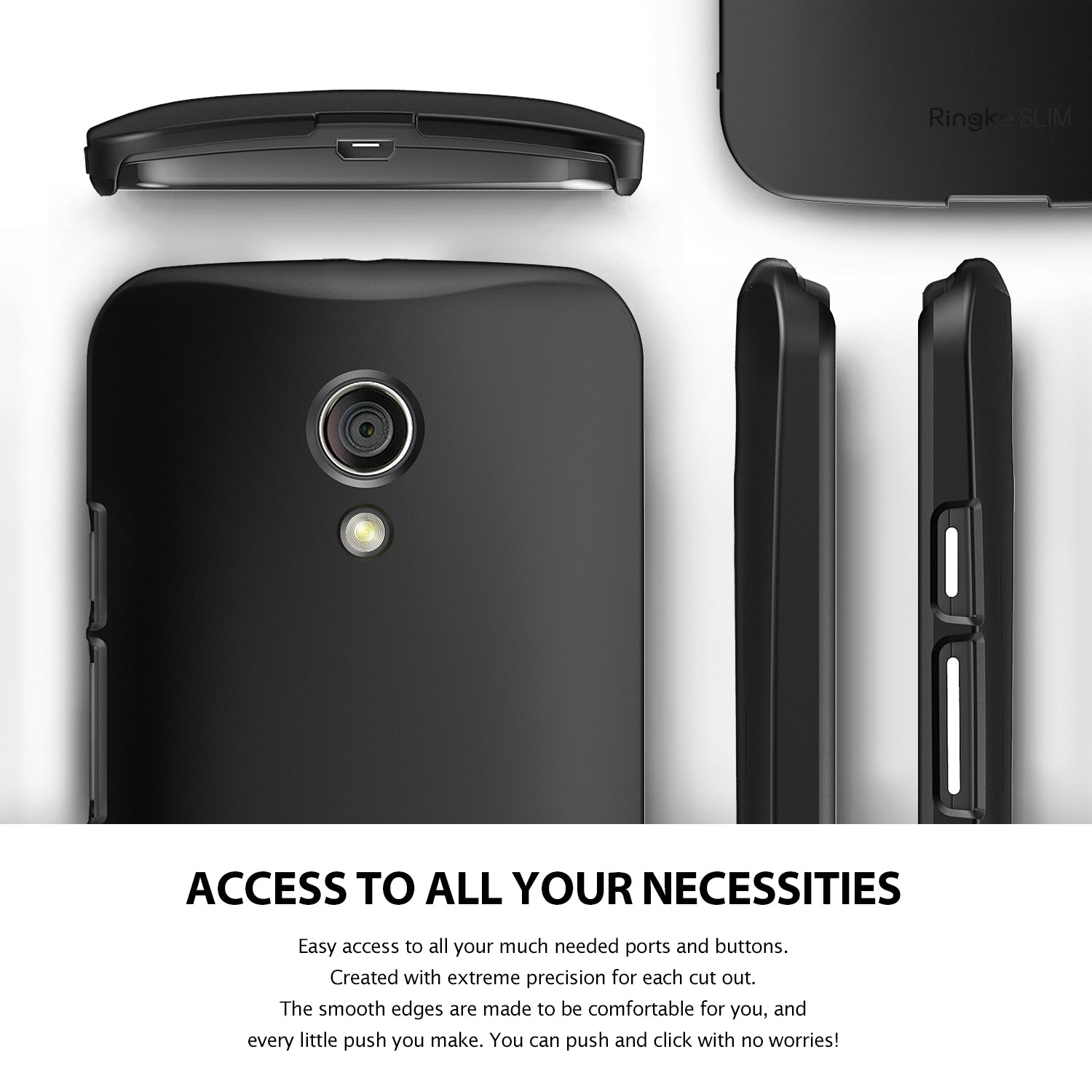 ringke slim thin lightweight hard pc back case cover for moto g 2014 2nd gen access to all ports