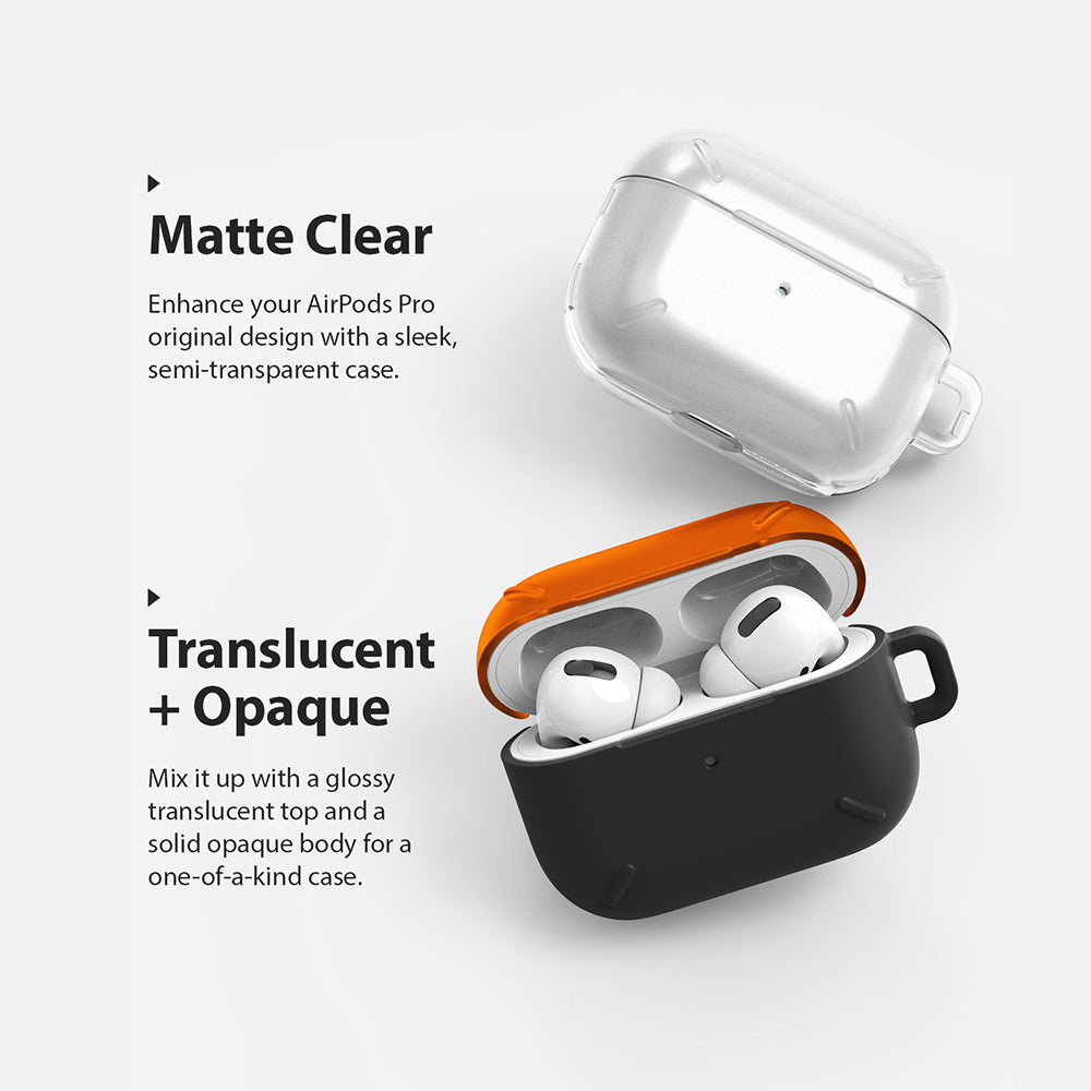 ringke layered case for apple airpods pro - matte clear or translucent and opaque colored orange and black available