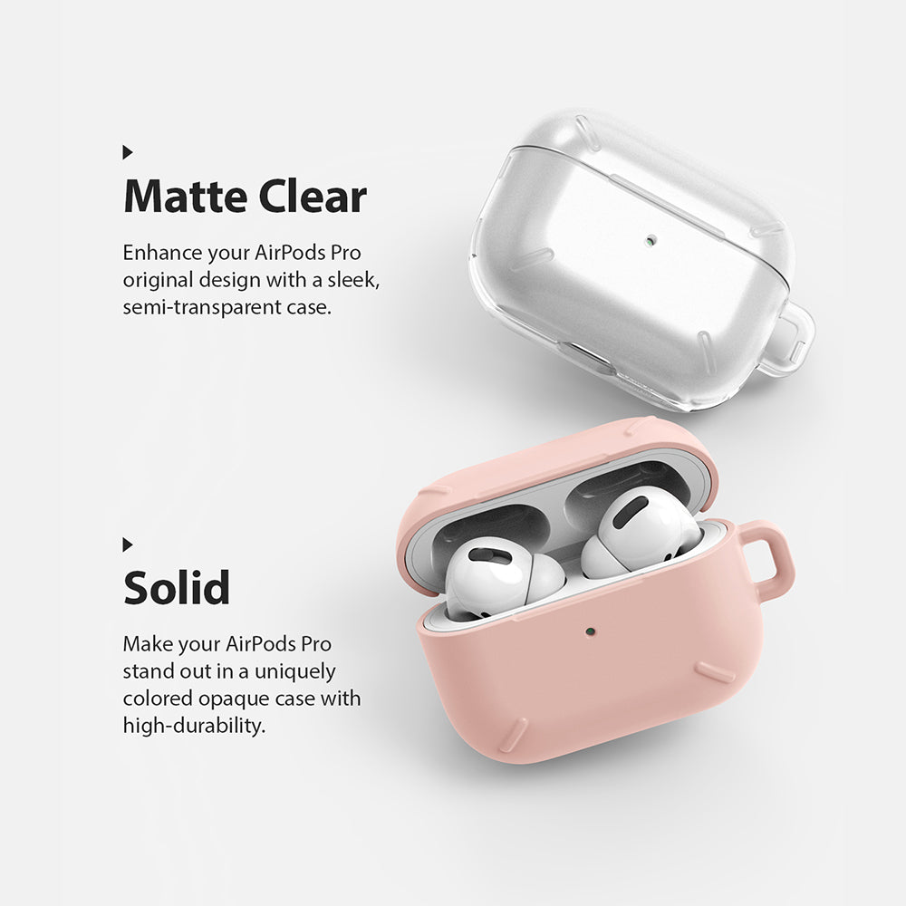 ringke layered case for apple airpods pro made with scratch resistant hard pc - matte clear or solid peach pink available