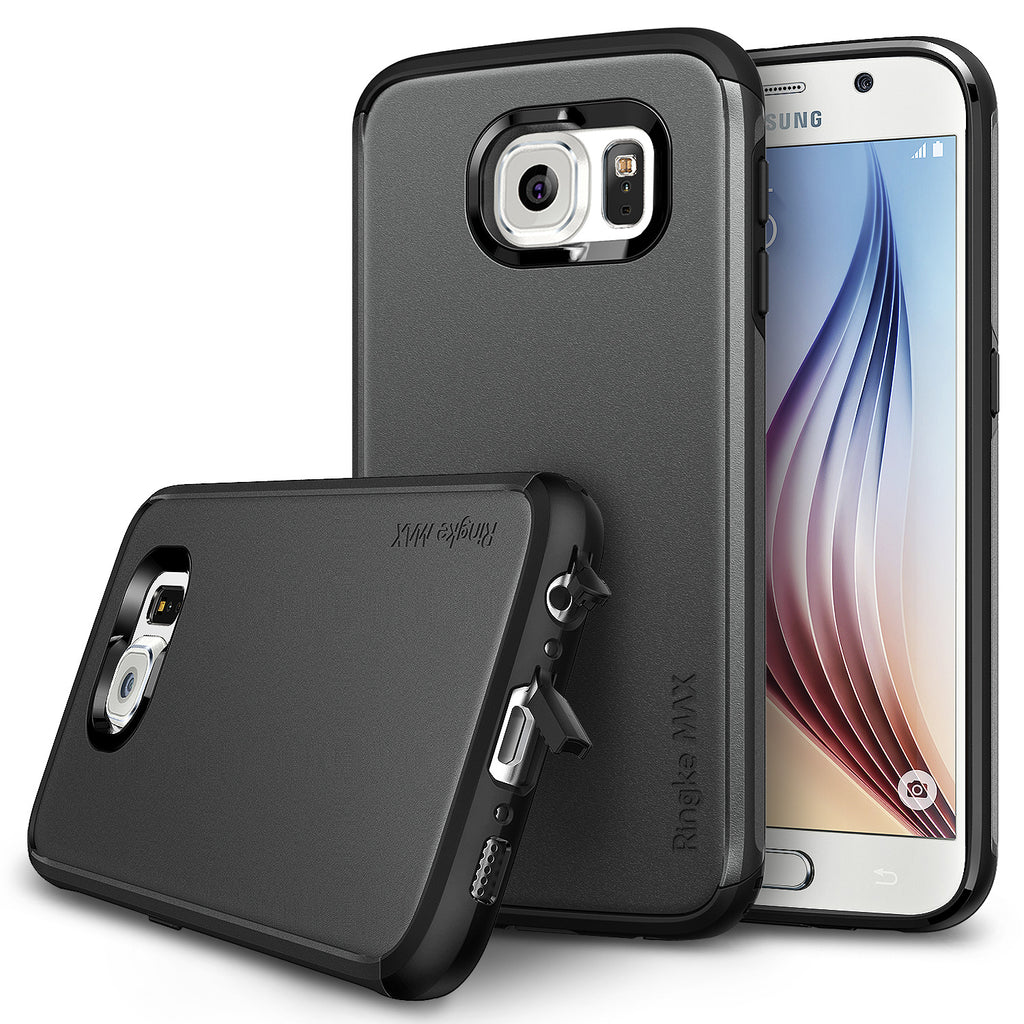 ringke max dual layered heavy duty protective cover case for galaxy s6 gunmetal