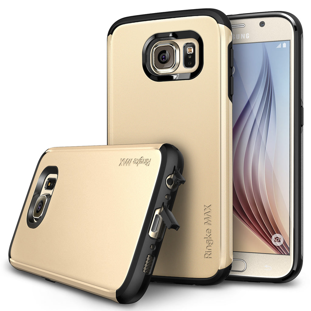 ringke max dual layered heavy duty protective cover case for galaxy s6 royal gold